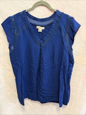 Bob Timberlake Blue V-Neck Cap Sleeve Blouse Size XXL